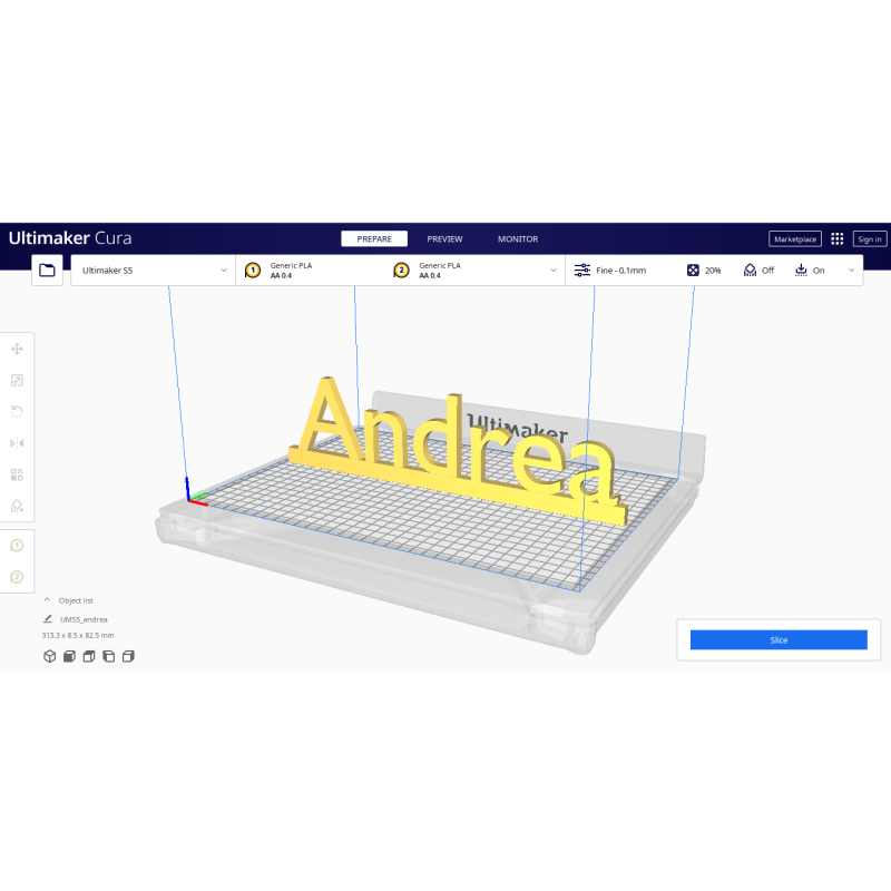 Modello  3d File Stl del nome Andrea