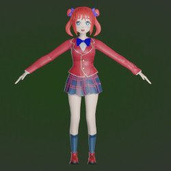 Japanese manga girl 3d model