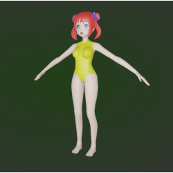 Modelo 3d de garota de mangá japonesa