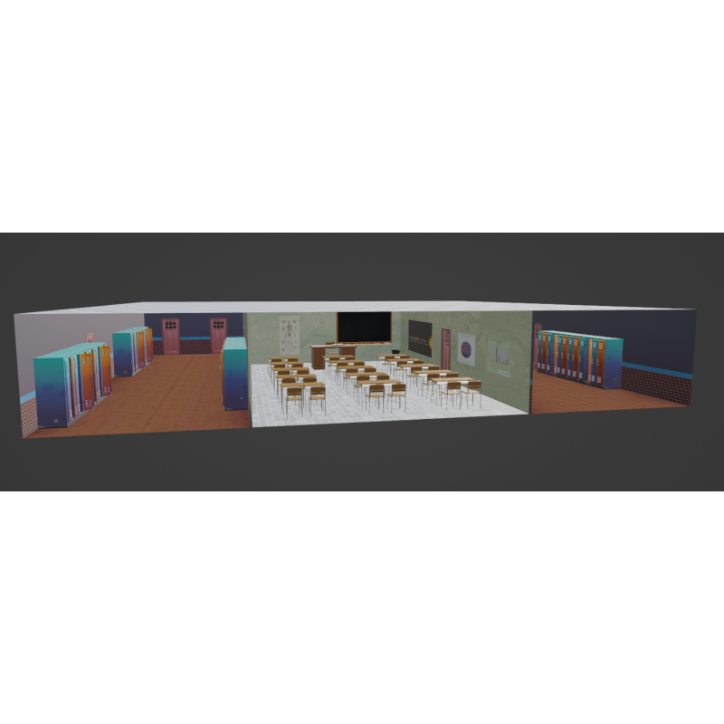 School 3d model Corridor and classroom cinema set