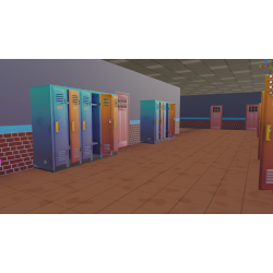 School 3d model Corridor and classroom cinema set