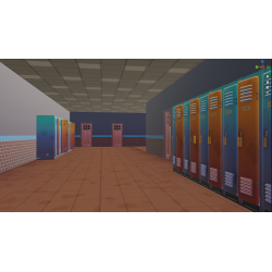 School 3d model Corridor and classroom cinema set