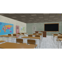 Modelo 3d de la escuela Pasillo y salón de cine