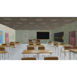 Modelo 3d de la escuela Pasillo y salón de cine