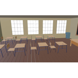 Conjunto de filme de um modelo 3d de sala de aula de escola