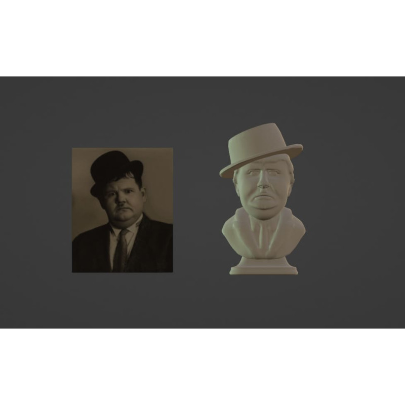 Busto 3d de Oliver Hardy listo para impresión 3d altura 10cm