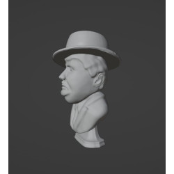 Busto 3d de Oliver Hardy listo para impresión 3d altura 10cm