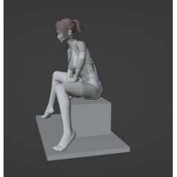 Modelo 3d de mujer sentada para imprimir hecho con Blender