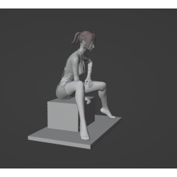 Modelo 3d de mujer sentada para imprimir hecho con Blender