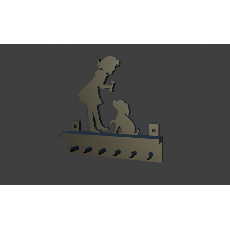 سلسلة مفاتيح ثلاثية الأبعاد "هدية خاصة": فتاة صغيرة وجرو