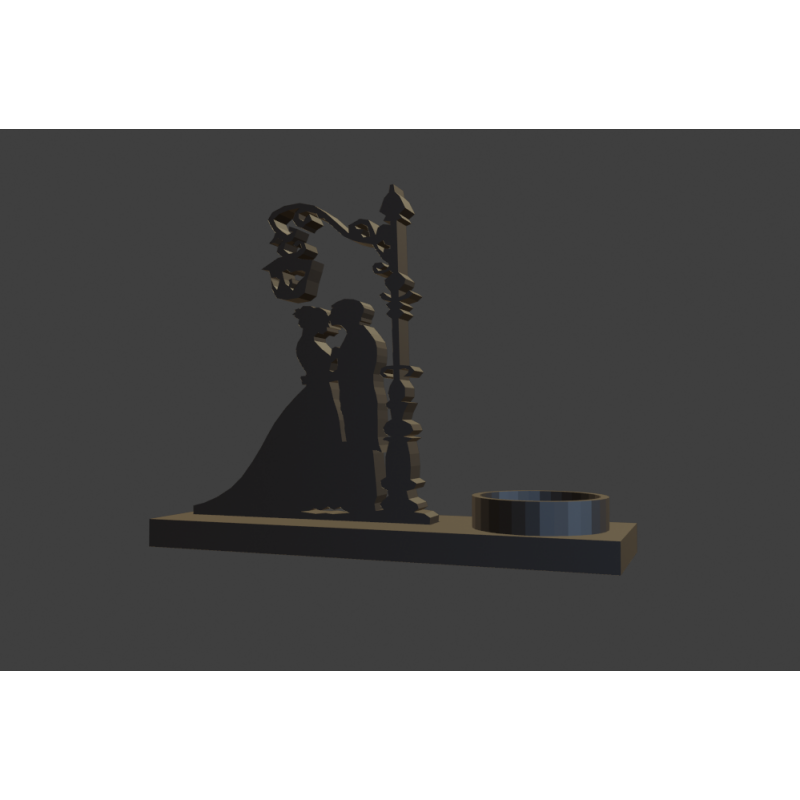 3D Model Candle Holder "Kiss Under the Lamppost" - STL File for 3D Printing