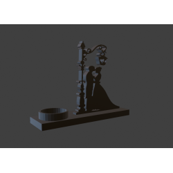 3D Model Candle Holder "Kiss Under the Lamppost" - STL File for 3D Printing