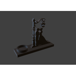 3D Model Candle Holder "Kiss Under the Lamppost" - STL File for 3D Printing